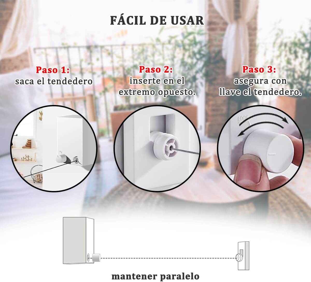 💪 ¡Súper Fuerte! Tendedero Extensible TENSORMAX / Soporta 20kg 🧺 ¡Cero Caídas!